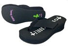 Gypsy Soule - 2  Wedge Flip Flops Canvas Thong Sandals Comfort Heel - Black