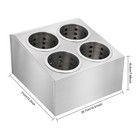 Commercial 4-hole Stainless Steel Flatware Holder With Removable Liners