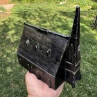 Antique Cast Iron Church Coin Bank Steeple Style New England Black Gold 7 5    Big