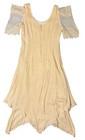 Carol Peretz 10 12 Vtg Dress Maxi Gown Art Deco Nouveau 70   s Silk Formal Ivory