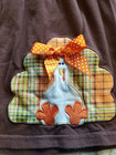 Fall Thanksgiving Autumn Turkey Girls Brown Dress   Scarf Set Size M  about A 4 