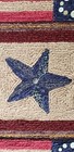 Primitive Folk Art Signed Dated Hand Hooked Rug Patriotic Star Flag 34  Long Exc