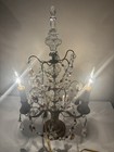 Vintage Brass Candelabra Electric Table Lamp 2 Light Prism Crystals 18  Works