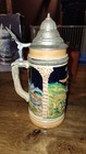 German Beer Stein Ceramic Mug With Lid   Handle Made In West Germany