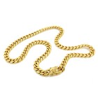 Men s Cuban Miami Link 16  Choker Chain Real 18k Gold Over Stainless Steel 10mm