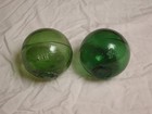 Vintage Japanese Dark Green 3-piece Glass Fishing Floats Balls Approx  3 5  Diam