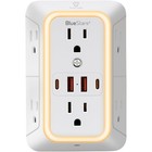 6-outlet Wall Mount Power Strip With 4 Usb Ports   Night Light - Surge Protector