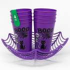 Boo Halloween Party Kit     8 Purple Skeleton Cups   Spiderweb Candy Bowl