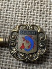 Vintage The Dauphin   France Travel Key With Enamel Crest Souvenir Pin Brooch