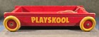Vintage Playskool Wooden Block Wagon Pull Toy Red Wood Cart 1950s 1960s W string
