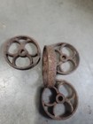 Set - 4 Antique 5    Cast Iron Wheels Industrial Cart Wagon Vintage Scale Hit Miss