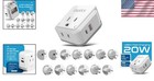 International Power Plug Adapter Set 20w Pd Qc Usb-c Usb Dual Outlets World T   
