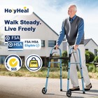 Walkers For Seniors  Folding Walker With Wheels And 2 Skis  Lightweight Rolling