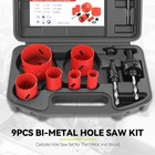 Circular Bi-metal Cutter Hole Saw Drilling Tool Set Kit With Storage Case 9pcs