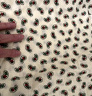 Vtg 44x50 Off White Ecru Green Red Floral French Paisley Quilt Fabric Cotton