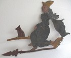 Antique Vintage Old Halloween Witch On Broom Weather Vane Iron Weathervane  