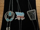 Vintage Western Style Bolo Tie Lot  turquoise stones covered Wagon Tear Drops