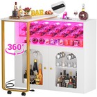 360   Rotating Side Table End Table  Wine Bar Cabinet  Coffee Table With Storage