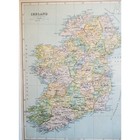 Antique 1890s Map Of Ireland Matted Galway Cork Glasgow Dublin Wall Art 