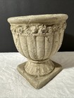 Aged Cement Stone Roman Style Pedestal Urn Planter- Distressed Finish 6   h X 5   w