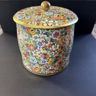 Vintage Mcm Designed By Daher Floral Tin Lidded Biscuit Box Made In England