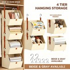 4 Tier Hanging Closet Organizer Shelves Storage Bins Space Saving Clothes Us    