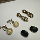 Gold Tone Small Clip On Screw On Earrings Vintage - Modern Some Dangle  Lot Of 3