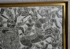 Large 1965 Cambodian   Angkor Wat Temple Rubbing  Chariots  31 5 X 19 5 Inch