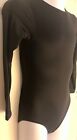 Gk Elite Girls Medium Classic Lgslv Black Nylon spandex Gymnastics Leotard Sz Cm