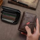 Mens Rfid Blocking Leather Wallet Credit Card Id Holder Zipper Purse Waterproof