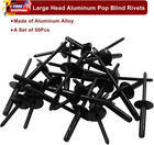 50pcs Black Aluminum Tri-fold Exploding Pop Rivets 3 16 Large Flange 3 16  x1 