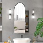 Black Arched Medicine Cabinet Recessed Wall Mounted Bathroom Mirror Cabinet