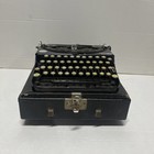 Antique Remington Portable Black Typewriter Hard Case Vintage Glass Key Display