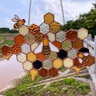 100 Pcs Hexagon Iridescence Stained Glass Pieces Mosaics Tiles For Crafts Bulk