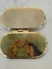 Vintage Oval Powder Compact Mirror Art Nouveau Lady Vanity Case