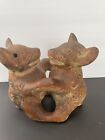 Colima Pottery Mexico  Authentic Terra Cotta Clay 2 Dancing Dogs Sculpture