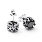 Women s Men s Round Crown  Cubic Zirconia Silver Stainless Steel Stud Earrings