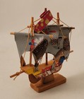 Vintage Hand Carved Mini Wooden Model Sail Boat