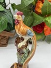 Vintage Majolica Bird Figurine Chinese Beautifully Colored With Draping Tail