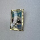 Lapel Pin Usps Stamp Washington 1889 Statehood Enamel Gold Tone Rectangle Jg a