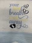 Embroidered Quilt Blue Trim Baby Quilt  Baby Blanket Baby Boy Quilt Shower Gift