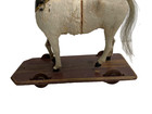 Horse Pull Toy Real Horse Hair On Wood Base 4 Wheels Saunters Vintage Collector