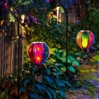 45cm Solar Flame Effect Rainbow Hot Air Balloon Hanging Led Outdoor Lantern