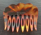 Vintage French Scalloped Faux Tortoiseshell Brown Side Hair Comb Accessory 