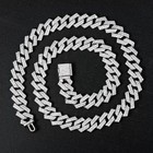 Tuefuzy Cuban Link Chain Mens Iced Out Miami Cuban Necklace Silver Bling Diamond