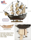 Wooden Pirate Ship Model Pearl Sailing Ship Sailboat Decor 20 5  Beige Sails