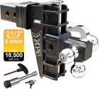 Adjustable Trailer Hitch 2 5  Receiver 6  Drop Hitch Tri-ball Mount With Hook