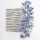 Gorgeous Blue Crystal Floral Hair Comb