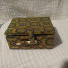 Lot Asian Cloth Broquade Satin Boxes Peg Closure  Jade Kanji Stamp   Mirror