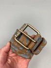 John Galliano Kids Denim Suede Logo Belt Size I Made In Italy Buckle Y2k Rare